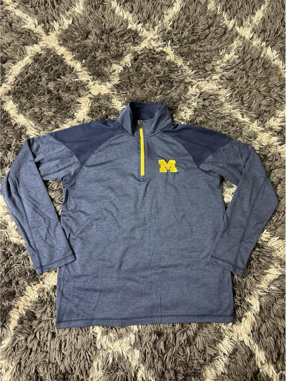 Michigan Wolverines Champion Jacket Womens Large 1/4 Zip Pullover Blue